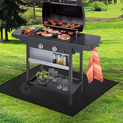 MDEOOSKY 48"×36" Under Grill Mat Outdoor Grill Deck Protector Fire Pit Mat Fireproof Mat Oil-Proof Waterproof BBQ Protector for Deck and Patio Easy to Clean Storage Waterproof Foldable