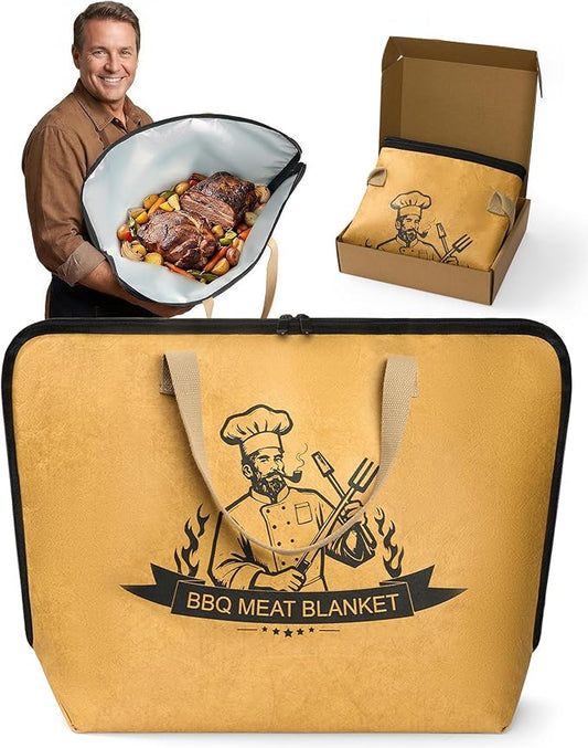BBQ Blanket for Resting Meat,21in Reusable Insulated Meat Resting Bag with Wide Mouth for Brisket, Turkey,Pork Shoulder,Grill and Smoker Accessories,Camping Outdoor Gifts for Men Dad