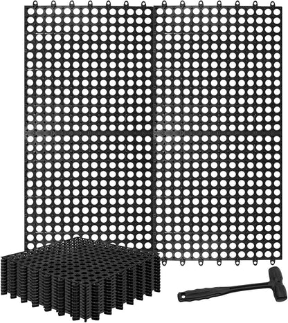 15 Pack Garage Floor Tiles, 12x12 Inch Interlocking Drainage Tiles | Non-Slip Deck Tile for Bathroom, Pool Deck, Gym, Garage, Kitchen & Wet Areas, Easy Splicing Anti-Fatigue Mat ( Black)