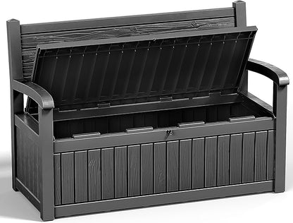 PatioZen 79 Gallon Storage Bench Deck Box Waterproof Lockable,Outdoor Storage Furniture for Patio,Garden and Porch,Tools and Cushions