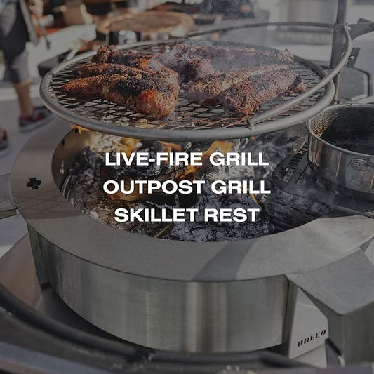 Breeo Live-Fire Grilling Bundle - Portable Wood Stove, Firepit Grills - Campfire Cooking Equipment - Skillet Rest, Outpost 24, Skillet Rest Included - Compatible with All X24 Accessories
