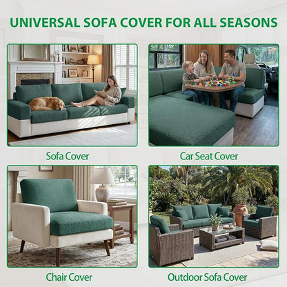 OHSIO Couch Cushion Covers for Sectional Sofa, Stretch Soft Sofa Slipcovers Washable Wear-Resistant Universal Furniture Protector for Living Room(1 Piece Oversized Cover, Green)
