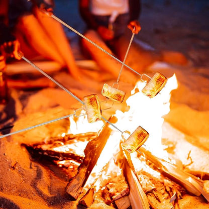 Marshmallow Roasting Sticks, Telescoping Smores Sticks for Open Fire Pit, 32 Inch Long Marshmallow Toasting Barbecue Forks S’mores Skewers for Campfire Camping Hotdog Hot Dog Bonfire Grill, 5 Pack