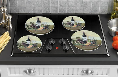 Reston Lloyd, Burner Covers For Electric Stovetop, Decorative Lightweight Tin Covers, Set of 4 (2-8 inch & 2-10 inch), Conceals Messy Drip Pans, Wine