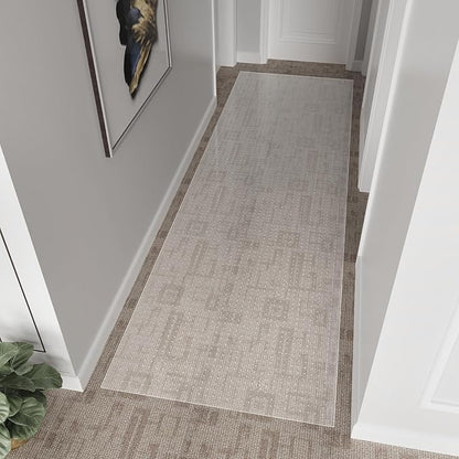 SALLOUS 2' x 6' Plastic Runner Mat for Hallway Runner Rug for Carpet, Waterproof Vinyl Floor Mat for Carpeted Floors, Slip Resistant with Grips, Carpet Protector for Home (Clear)