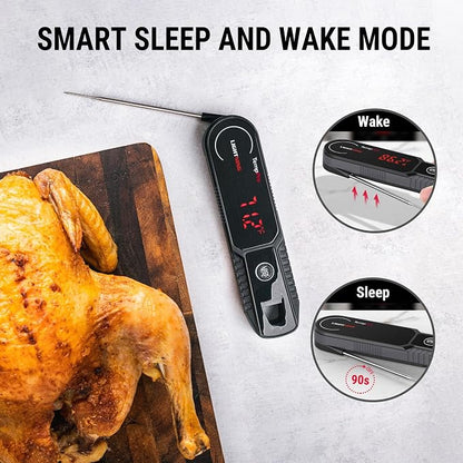 TempPro TempSwift 1 Sec Instant Read Meat Thermometer Digital | Kitchen Food Thermometer with 180° Rotating Display, IP67 Waterproof Cooking Thermometers for Deep Fry Smoker Grill BBQ