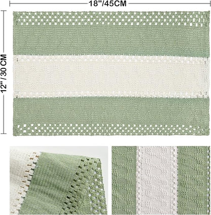 Artoid Mode Light Green Farmhouse Rustic Placemats Set of 6,12x18 Inch Seasonal Hollow Table Mats Party Kitchen Dining Decoration