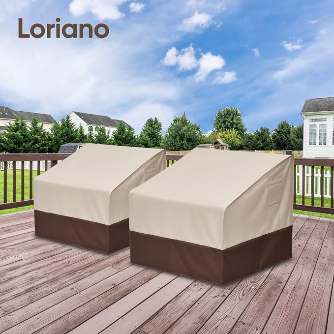 loriano Patio Chair Covers Waterproof Outdoor Chair Covers 600D Heavy Duty Fit as Lawn Lounge Deep Seat(2 Pack,Large)