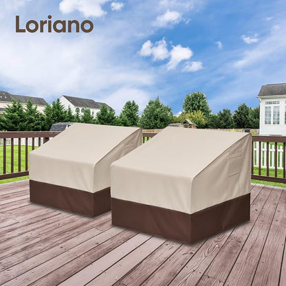 loriano Patio Chair Covers Waterproof Outdoor Chair Covers 600D Heavy Duty Fit as Lawn Lounge Deep Seat(2 Pack,Large)