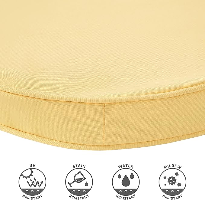 Set of 2 Outdoor 18 inch Round Patio Dining Chair Pads – Comfortable Fiber-Filled Seat Cushions with Ties, Reversible Polyester Fabric - Sunbeam