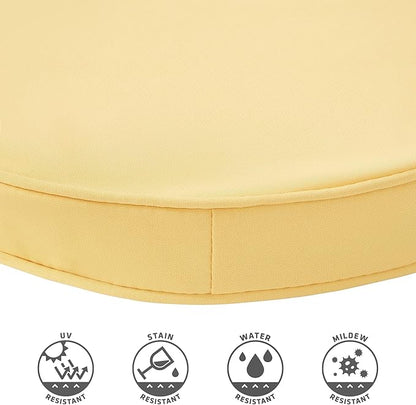 Set of 2 Outdoor 18 inch Round Patio Dining Chair Pads – Comfortable Fiber-Filled Seat Cushions with Ties, Reversible Polyester Fabric - Sunbeam