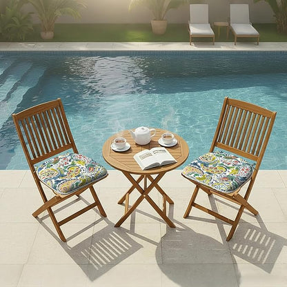 DYTXIII Set of 2 Outdoor Chair Cushions with Ties, Water Repellent Patio Chair Pads 17"x 16" for Outdoor Furniture, Round Corner Seat Cushions for Garden Yard Kitchen Paisley Paradise