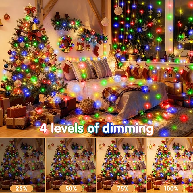 KNONEW 400FT Outdoor Christmas Fairy Lights Plug in,1200 LED String Lights Outdoor Waterproof 8 Modes Memory Times for Wedding Bedroom Walls Garden Trees Decoration