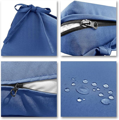 Bcareself Outdoor Deep Seat Cushion Set Waterproof & Fade Resistant Patio Furniture Cushions with Removable Cover Adjustable Straps Rain-Proof Seat Pad & Back Cushion for Chair Sofa Porch 22 x 22 Blue