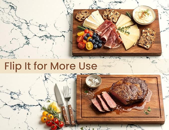 Set of 3 Acacia Wood Cutting Board Set,Wooden Chopping Boards with Juice Groove and Stand Holder for Kitchen,Butcher Block for Meat,Vegetables, Fruit