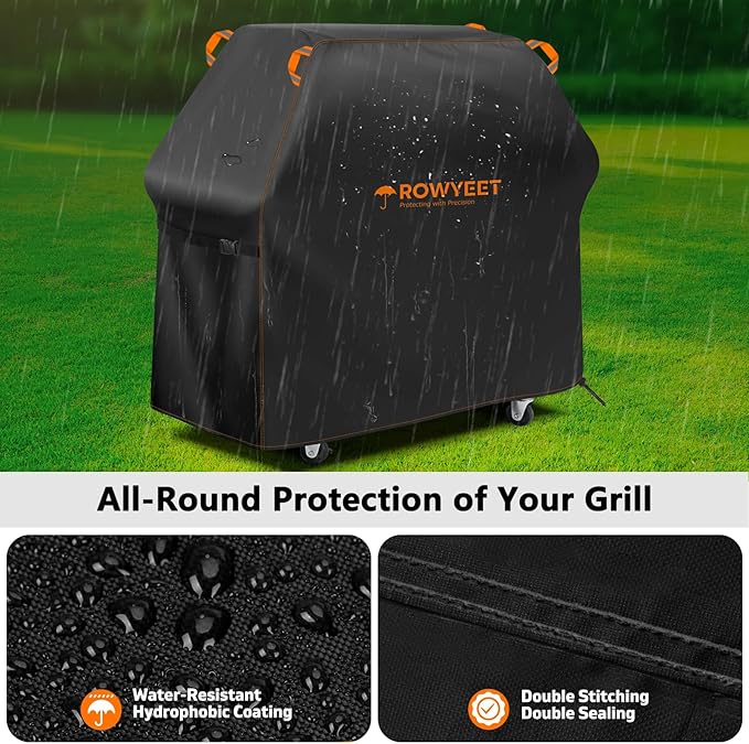 Grill Cover for Outdoor Grill, Universal Fit Oxford Waterproof BBQ Cover for Outside, Anti-UV Barbecue Gas Cover with Adjustable Hem for Weber, Nexgrill, Expert Grill and More (53" - 58")