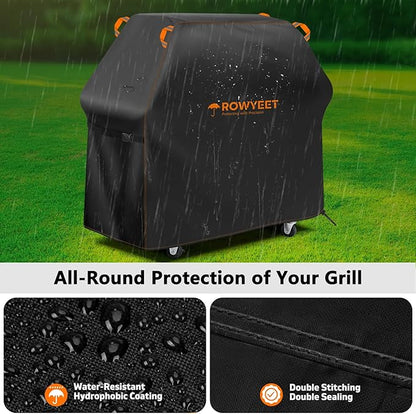 Grill Cover for Outdoor Grill, Universal Fit Oxford Waterproof BBQ Cover for Outside, Anti-UV Barbecue Gas Cover with Adjustable Hem for Weber, Nexgrill, Expert Grill and More (53" - 58")