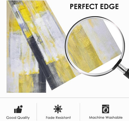 Emvency Modern Table Runner, Yellow and Grey Abstract Art Painting for Kitchen Coffee Table Family Dinners Holiday Parties Wedding Events Decor(13x72 inch)