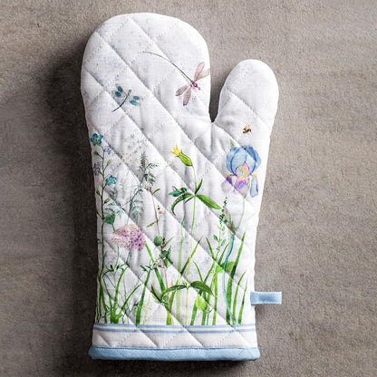 Maison d'Hermine Oven Gloves 100% Cotton Oven Mitt 7" x 13" with Loop Heat Resistant BBQ Cooking Gloves Baking Grilling Kitchen Hotel Home Farmhouse Spring Summer (Pack of 1, Fleurs De Mai)