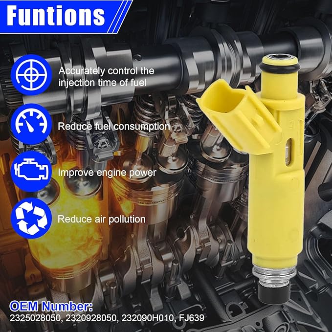 4PCS Fuel Injectors FJ639 for Toyota RAV4 2.0L 2001-2003 Replacement 23209-28050 842-12266 800-1602N