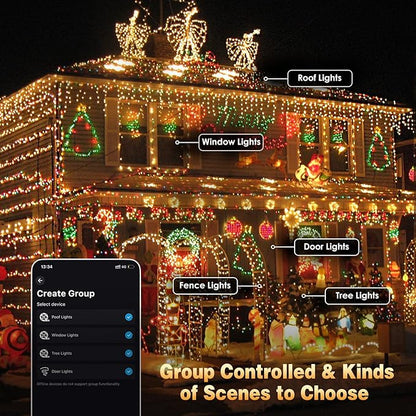 YIQU Smart Color Changing Halloween Lights, 66 FT 200 LED RGB Christmas String Lights with Remote App Control & Timer, Music Sync Multiple Modes Twinkle Light Waterproof Indoor Outdoor Decor