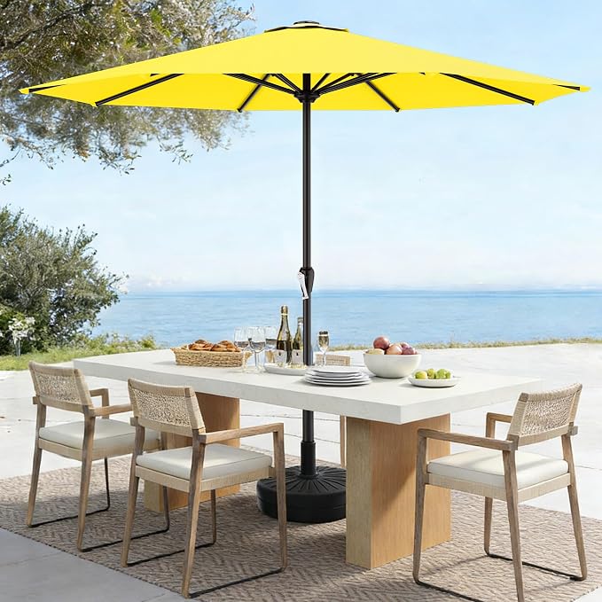 AreShark 12 FT Patio Umbrella for Outdoor, Outdoor Table Umbrella with Crank, Outdoor Patio Umbrellas with 8 Sturdy Ribs, Patio Umbrellas for Market, Garden, Pool (Yellow)