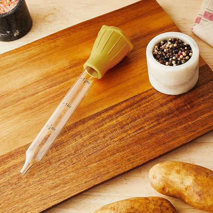 Fox Run Heat-Resistant Glass Baster, One Size | Keeps You Safe From The Heat | Dishwasher Safe For Easy Cleaning | Easily Baste Turkey, Poultry & Roasts | Long Glass Baster