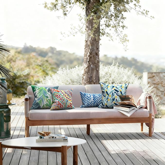 LVTXIII 2 Pack Outdoor Throw Pillow Covers for Patio Furniture, 16x16 Inch Square Pillow Case, Water-Repellent Cushion Covers for Garden, Porch, Sofa, Paisley Multi