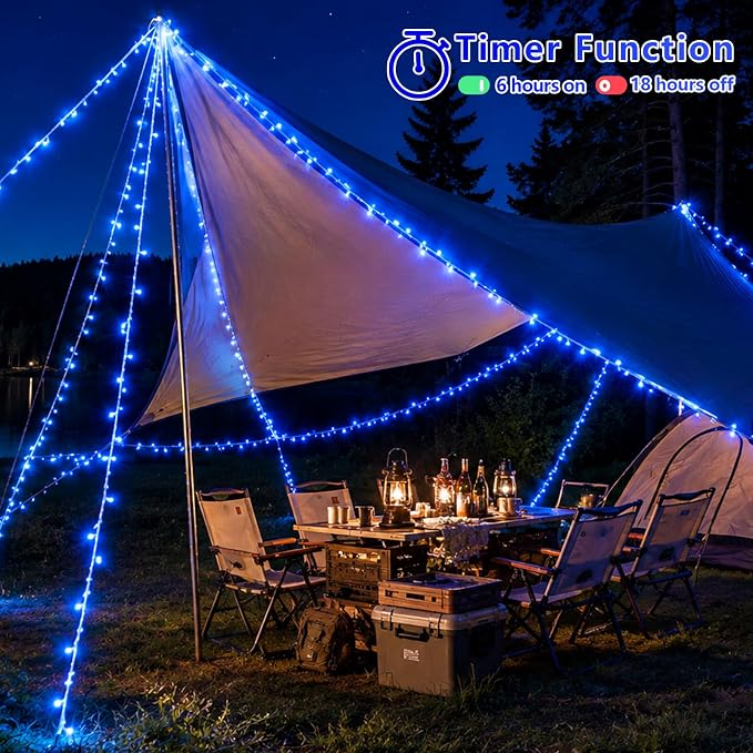 YEGUO 165ft 500 LED Blue String Lights Outdoor Waterproof, Clear Wire Christmas Lights Indoor Plug in, 8 Modes Fairy Light for Bedroom Classroom Party Wedding Tree Decor