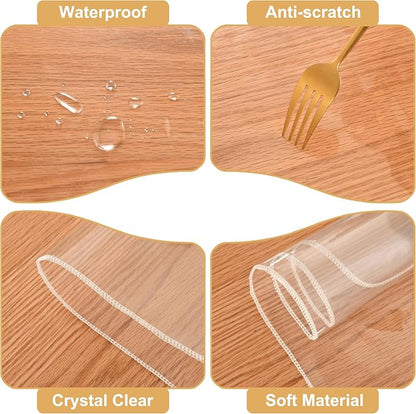 DWCN Clear Plastic Tablecloth Square - 100% Waterproof, Oilproof, Stain Resistant Table Cloth Protector Transparent PVC Vinyl Table Cover for Dining, Parties, 70 x 70 Inch
