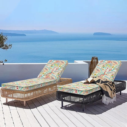 LVTXIII Outdoor Chaise Lounge Cushion 72x21x3 Inch, Water-Repellent Patio Seat Cushion with Ties & Hidden Zipper, Thick Foam Pad for Lawn Chair, Poolside, Patio Furniture, Pretty Paisley