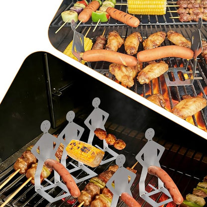 Hot Dog Holder Stand BBQ Accessories, Grill 7Pcs Barbecue Forks Stainless Steel Funny Gift for Party Camping
