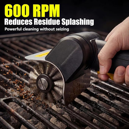 Electric BBQ Grill Brush, Cordless Grill Cleaner, Black | Anti-Lock Motor; 2000mAh Battery; Dishwasher Safe Head; Cleans Grill Grates and Hard-to-Reach Corners