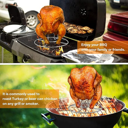 HaSteeL Beer Can Chicken Holder 1 Pack, Stainless Steel Chicken Rack for Grill Smoker Oven BBQ, Vertical Beer Butt Chicken Stand for Tender Roaster Chicken & Turkey, Sturdy & Dishwasher Safe