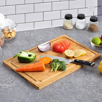 Extra Large Cutting Board, 17.6" Bamboo Cutting Boards for Kitchen with Juice Groove and Handles Kitchen Chopping Board for Meat Cheese board Heavy Duty Serving Tray, XL, Empune (Pack of 2)