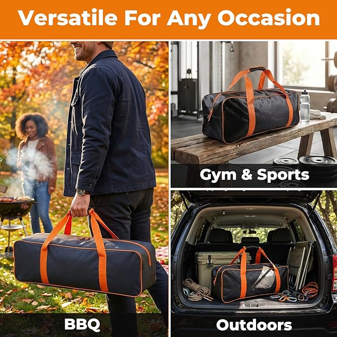 Grill Tool Storage Bag, 24" x 8" x 8" Large Capacity BBQ Accessory Storage, Heavy-Duty Utensil Grill Accessories Organizer Case Storage Compatible with Blackstone.Black (No Accessories)