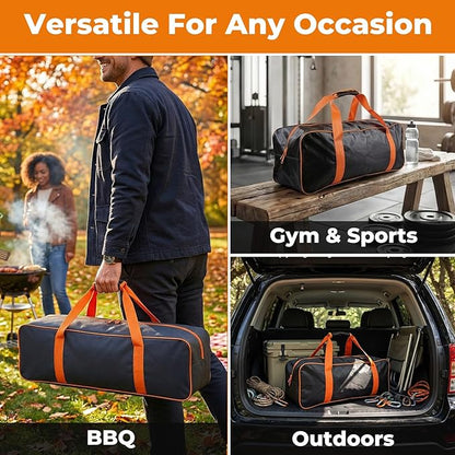 Grill Tool Storage Bag, 24" x 8" x 8" Large Capacity BBQ Accessory Storage, Heavy-Duty Utensil Grill Accessories Organizer Case Storage Compatible with Blackstone.Black (No Accessories)