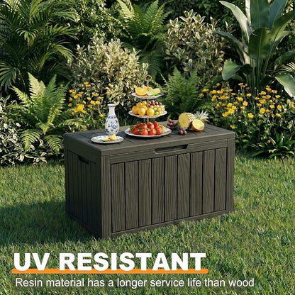 50 Gallon Resin Deck Box Outdoor Storage Box Waterproof for Patio Furniture,Outdoor Cushions,Garden Tools and Pool Supplies（Black）