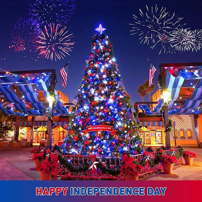 JMEXSUSS 200 LED 66ft Red White and Blue Lights Outdoor Plug in | Connectable Waterproof 4th of July Lights, 8 Modes Patriotic String Lights for Tree Independence Day Indoor Decorations