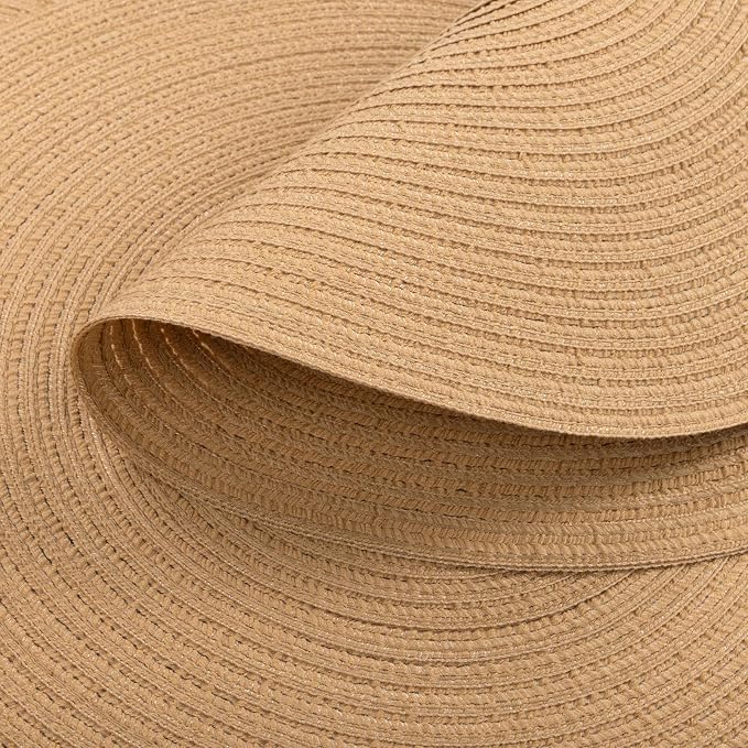 SHACOS 15 inch Round Braided Placemats Set of 4 Cotton Polyester Place Mats Washable Kitchen Dining Table Mats for Dinner Party Table Decor (Camel, 4)