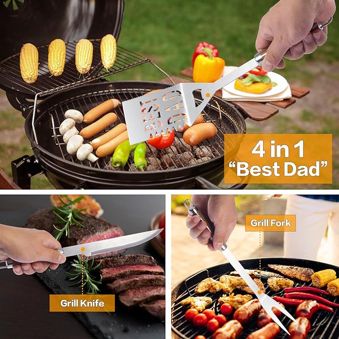 Dad Gifts from Daughter Son for Father's Day Birthday Christmas,Cool BBQ Dad Gifts Set for Outdoor Grill Barbecue,Best Gifts for Father in Law,Step Dad,First Time New Dad,Expectant Dad,Elderly Dad