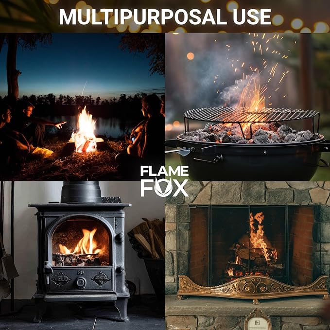 FlameFox Fire Starter Cubes 320 pcs - Quick Natural Fire Starters for Campfires, BBQ Grill, Fireplace, Fire Pit, Wood Stove, Charcoal & Kindling - Odorless, Waterproof, Long Burning Squares