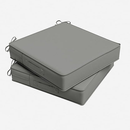Outdoor Chair Cushion 22 x 22 x 4 Inches Patio Furniture Outdoor Waterproof Seat Cushion, Patio Chair Cushion with Handles and Ties, Square Dining Chair Cushion Set of 2, Light Grey