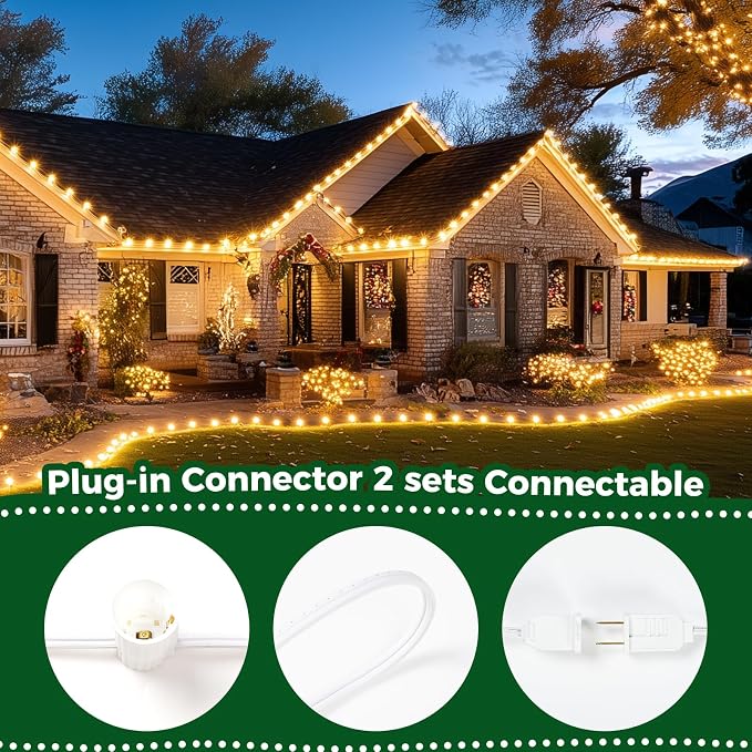 Minetom C9 Christmas String Lights, 50FT Vintage Christmas Tree Lights | Waterproof Outdoor String Lights with 50 Clear Bulbs for Backyard Patio Garden Holiday Wedding Christmas Decor, White Wire
