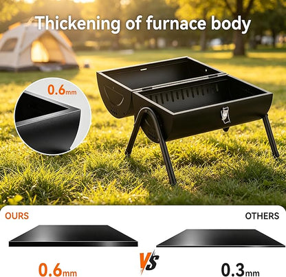 KEYO GRILL Portable Charcoal Grill, 2 IN 1 Double-Sided Small Tabletop Barbecue Grill with Enameled Baking Dish, Heavy Duty small charcoal grill for Outdoor Camping BBQ Grilling Backyard Party Cooking