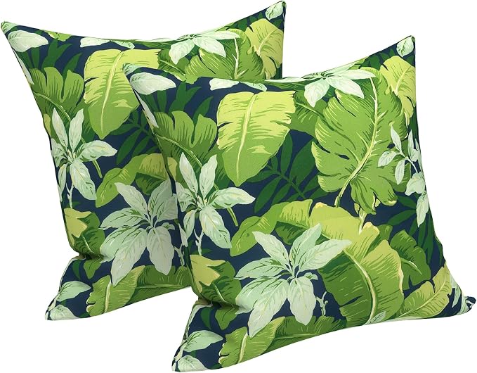 LVTXIII Outdoor Pillow Covers 20x20 Inch, 2 Pack Large Square Throw Pillow Cases, Fade-Resistant Cushion Covers for Patio Furniture Sofa, Garden Porch, Jungle Leaves