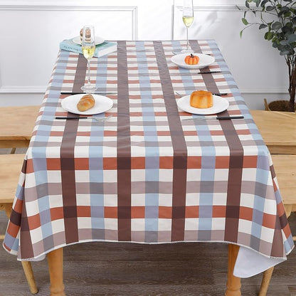 Walrus Heavy Duty Vinyl Tablecloth with Flannel Backing Waterproof Oil-Proof Plastic Table Cloth Stain-Resistant Wipeable Rectangle or Square Table Cover for Indoor and Outdoor (Checkered,52x70 Inch)