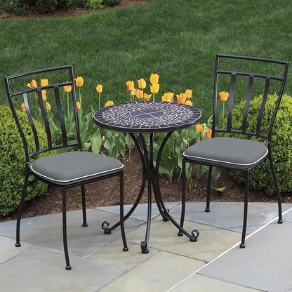 DYTXIII Set of 2 Outdoor Chair Cushions with Ties,Water Repellent Patio Chair Pads 17"x 16" for Outdoor Furniture,Round Corner Seat Cushions for Garden Yard Kitchen Textured Gray