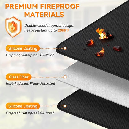 Under Grill Mats for Blackstone - 65 x 39 Inch BBQ Mats for Outdoor Grill Deck Protector, Double-Sided Fireproof Oil-Proof Waterproof Griddle Floor Mat for Outdoor Grilling, Easy to Clean