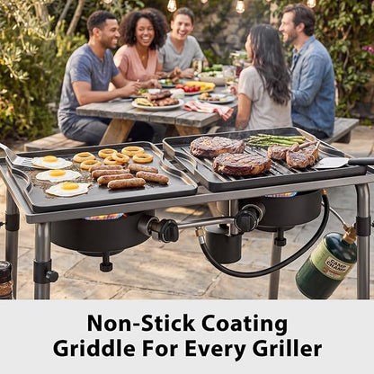 Utheer Reversible Grill Griddle for All Camp Chef 14" & 16" Stoves Cast Iron Griddle, for Camp Chef Explorer 2-Burner Stove,3-Burner, Single Burner Outdoor Stove, 1 Pack